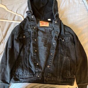 Levi's Black Denim Jacket with Leather Patch